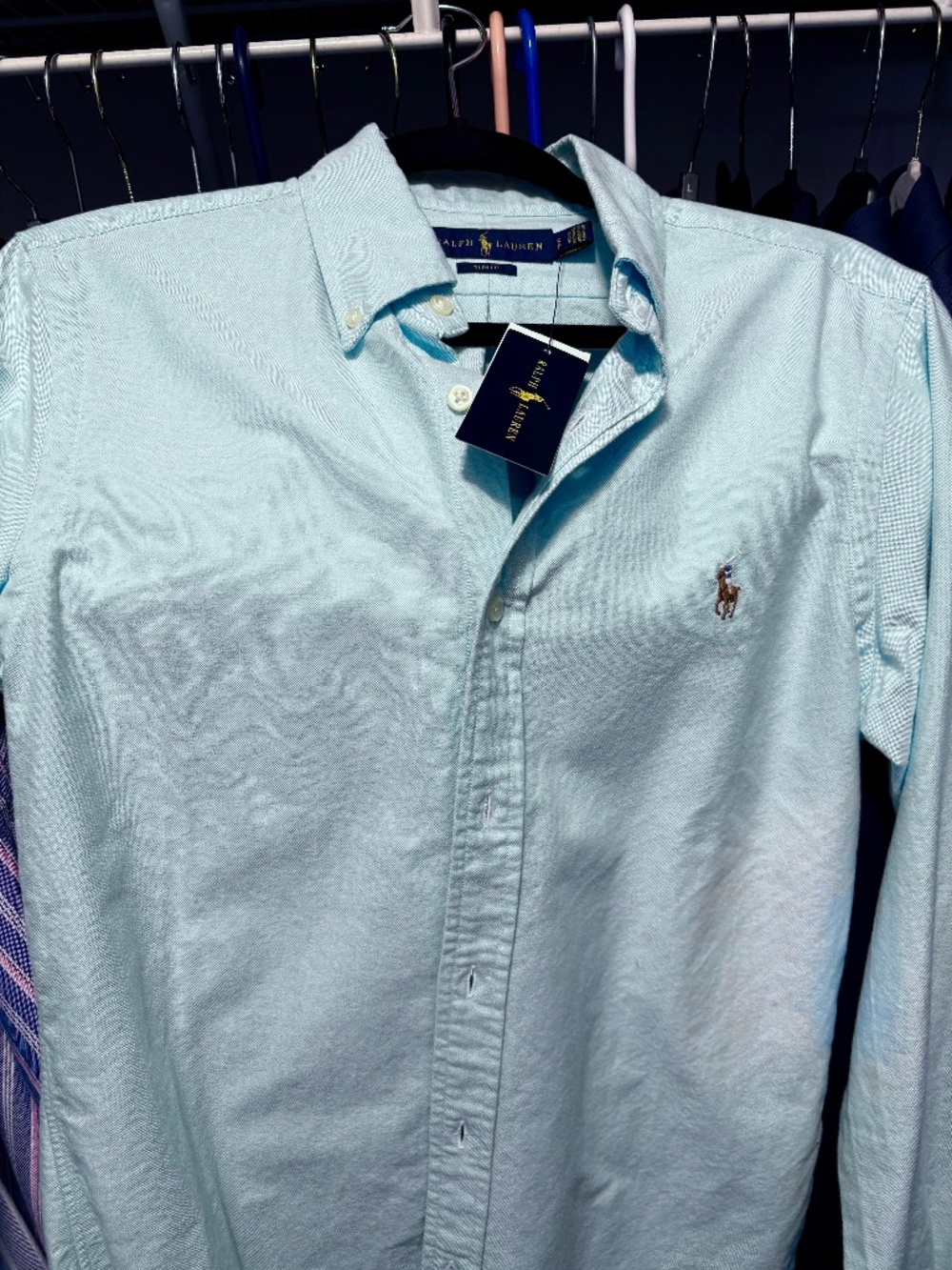 Ralph Lauren Slim Fit Small Turquoise Oxford New